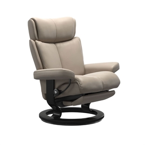 Stressless Magic lænestol m. Power leg/back - Classic stel / Mushroom Paloma læder  